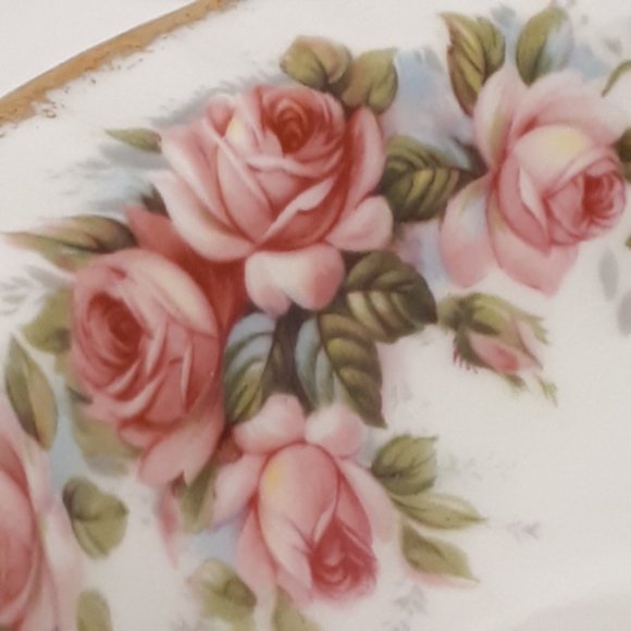 Paragon Ashtray Elizabeth Rose Fine Bone China pink roses Tobacciana Vintage 195 - Picture 3 of 7